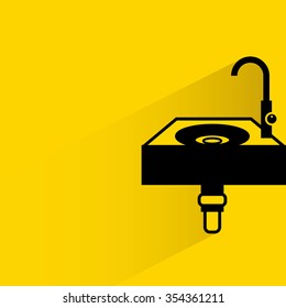 sink on yellow background, flat and shadow theme