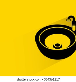sink on yellow background, flat and shadow theme