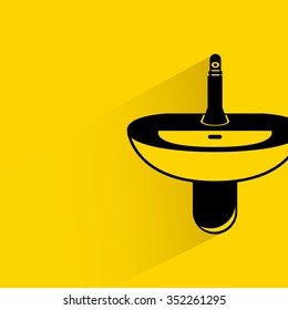 sink on yellow background, shadow and flat theme