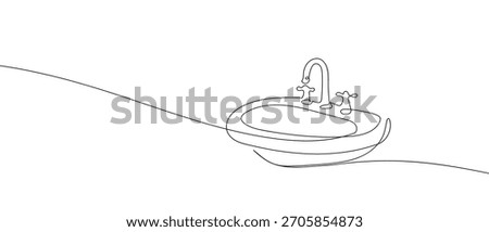 Sink in one continuous line one line vector illustration.