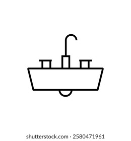 Sink outline icon isolated on transparent background flat vector illustration. EPS 10	
