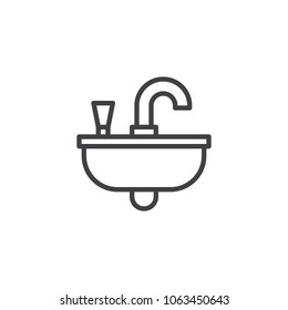 Sink outline icon. linear style sign for mobile concept and web design. Washbasin simple line vector icon. Symbol, logo illustration. Pixel perfect vector graphics