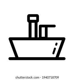 Sink outline symbol isolated on white background. Vector washbasin element In trendy style.