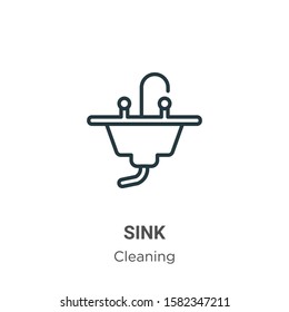 Sink outline vector icon. Thin line black sink icon, flat vector simple element illustration from editable cleaning concept isolated on white background