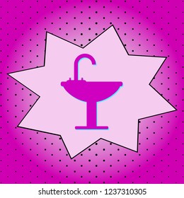 Sink .Purple icon pop-art background .Vector.
