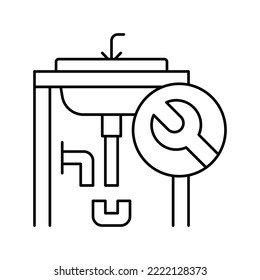 sink repair line icon vector. sink repair sign. isolated contour symbol black illustration