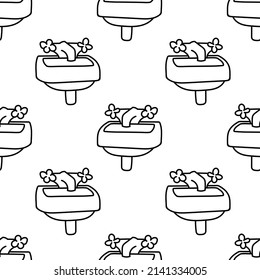 Sink seamless pattern doodle outline vector. Texture for background, label, print, packaging, merchandise, book, storefront, poster, fabric, wrapping, textile.