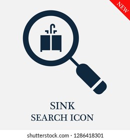 Sink search icon. Editable Sink search icon for web or mobile.
