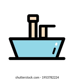 Sink simple color symbol isolated on white background. Vector washbasin element In trendy style.