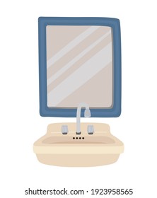sink and square mirror on a white background vector illustration design