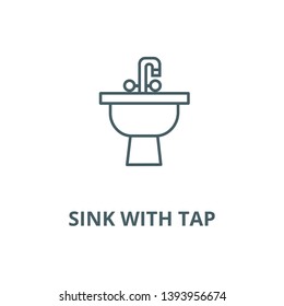 Sink with tap  vector line icon, linear concept, outline sign, symbol