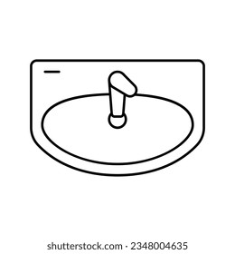 sink top view line icon vector. sink top view sign. isolated contour symbol black illustration