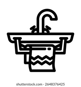 vetor de ícone de linha de cremalheira de toalha de pia. sinal de cremalheira de toalha de pia. símbolo de contorno isolado ilustração preta