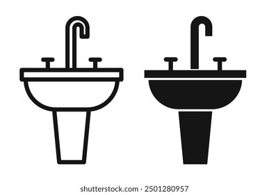 Sink unit iconicon vector collection in outlined and solid style