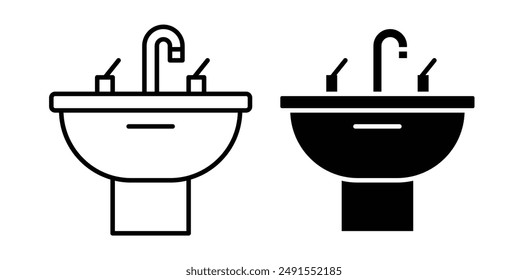 Sink unit vector icon set in black color.