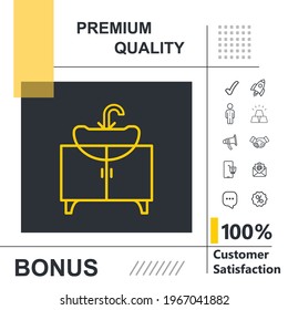 Sink unit vector thin line icon with modern background