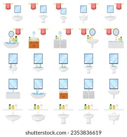 Sink vector, bathroom, 3d sink with white background.