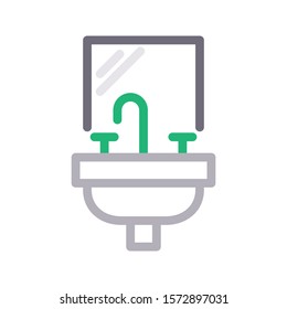 sink vector color line icon 