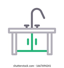 sink vector color line icon 