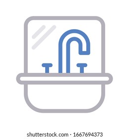 sink vector color line icon 