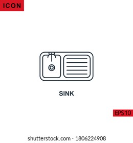 Sink vector icon on white background. Illustration line icon for graphic, print media interfaces and web design.
