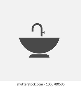 sink vector icon with tap for water and bathing hygiene