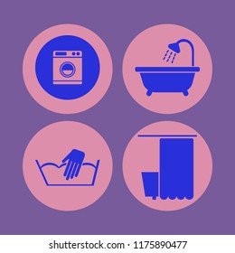 sink vector icons set. with hand washing, bathroom shower, bathroom and washer in set