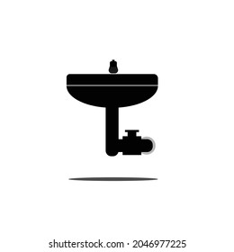 Sink Vector, Illustration, Icon für Ihre Illustration oder für jeden geschäftlichen Zweck, schwarze Ikone und weißer Hintergrund.