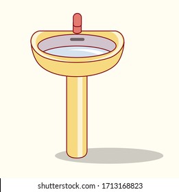 sink vector, interior, restroom, bathroom sink, faucet.