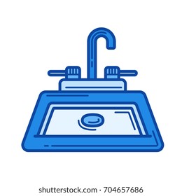 Icono de línea vectorial de rosca aislado en fondo blanco. Icono de línea de enlace para infografía, sitio web o aplicación. Icono azul diseñado en un sistema de cuadrícula.