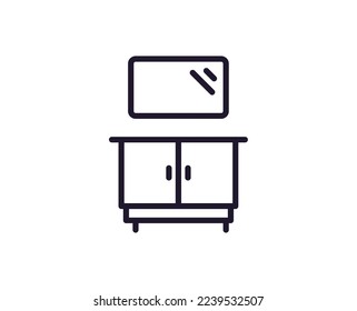 Sink vector line icon. Premium quality logo for web sites, design, online shops, companies, books, advertisements. Black outline pictogram isolated on white background 