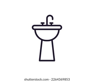 Sink Vektorgrafik-Symbol. Premium-Logo für Webseiten, Design, Online-Shops, Unternehmen, Bücher, Werbung. Piktogramm mit schwarzem Umriss einzeln auf weißem Hintergrund 