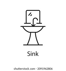 Sink vector outline icon for web isolated on white background EPS 10 file