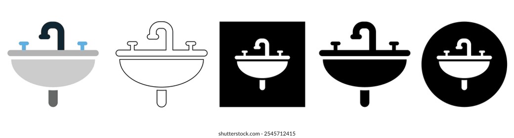 pia para lavar no banheiro ou cozinha vetor pictograma símbolo ícone símbolo ui e ux design, glifos e linha de traço