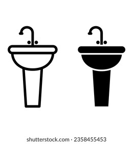 sink, washbasin, washbowl, washstand, washing stand  Icon Logo Design Vector Template Illustration