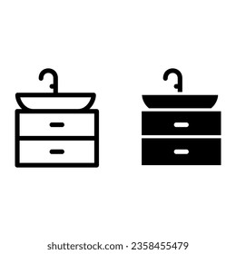 sink, washbasin, washbowl, washstand, washing stand  Icon Logo Design Vector Template Illustration