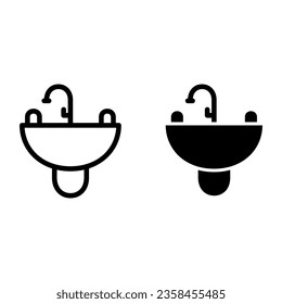 sink, washbasin, washbowl, washstand, washing stand  Icon Logo Design Vector Template Illustration