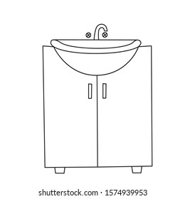 Sink for washing on the bedside table. Vector illustration. For packaging, brochures, advertising, label.