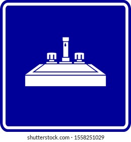 sink with water drop blue vector sign