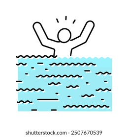 sink water man accident color icon vector. sink water man accident sign. isolated symbol illustration