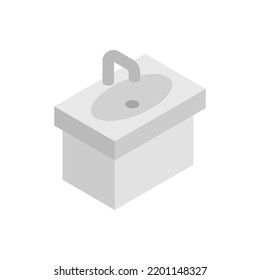 Sink and water tap isometric icon.