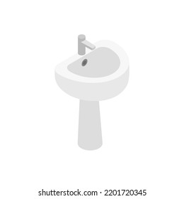 Sink and Water tap isometric icon.