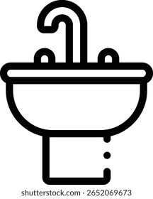 ícone do sumidouro. Design De Estilo Linear Fino Isolado Em Plano De Fundo Branco