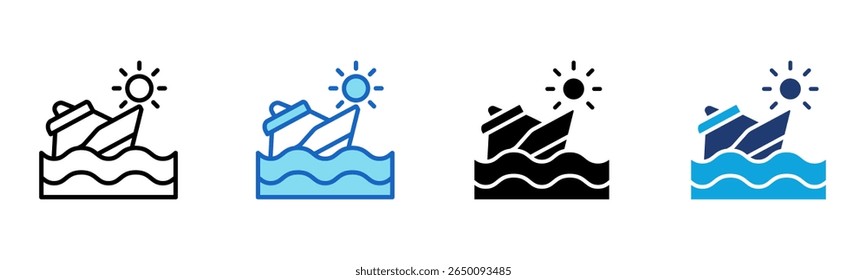 Sinking Boat icon Multi Style Vector Illustration