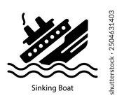 Sinking boat solid style icon 