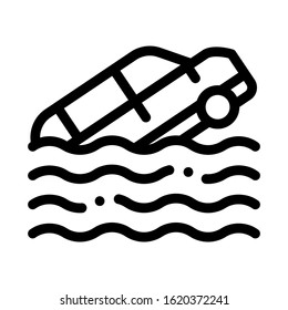 Sinking Car Icon Vector. Outline Sinking Car Sign. Isolated Contour Symbol Illustration