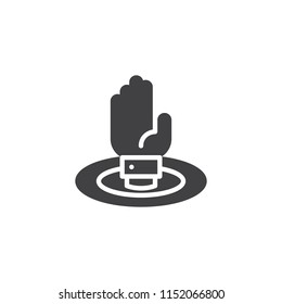 Sinking hand vector icon. filled flat sign for mobile concept and web design. Help simple solid icon. Symbol, logo illustration. Pixel perfect vector graphics