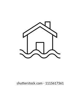 sinking house line icon. Element of insurance sign for mobile concept and web apps. Thin line sinking house icon can be used for web and mobile. Premium icon on white background