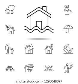 sinking house line icon. Insurance icons universal set for web and mobile