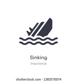 sinking icon. isolated sinking icon vector illustration from insurance collection. editable sing symbol can be use for web site and mobile app